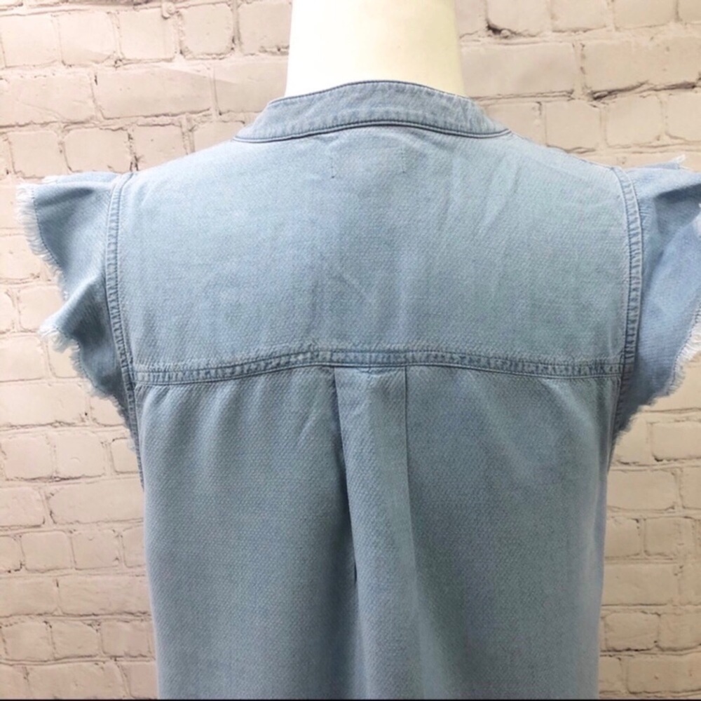 Splendid Cambray Henley Dress Crosshatch Light Blue Size Medium - Picture 6 of 8